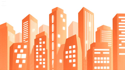 Illustration background of orange city buildings
