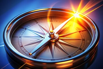 3D Compass Guiding to Profit: Bright Future, Business Success Stock Photo