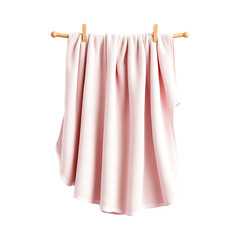 Fototapeta premium Pink baby blanket hanging on a wooden clothesline.
