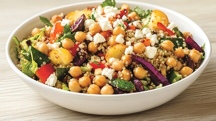 Quinoa Salad with Chickpeas, Feta, and Vegetables