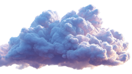 Dramatic fluffy cumulus cloud formation isolated on perfect for digital compositing and design projects ideal for on transparent background