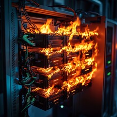 Fire in Data Center with Servers Overheating