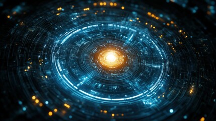 Futuristic, circular, technological interface