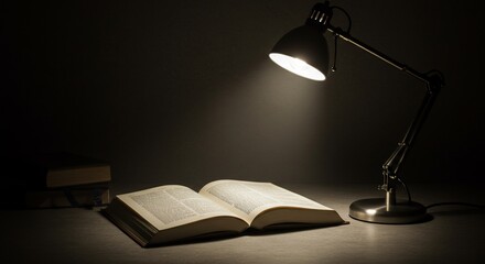 静かに輝く読書灯 開かれた本 夜読書