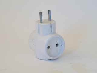 white power plug on white background