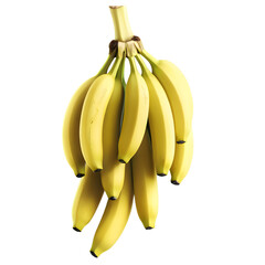 Hanging Banana Bunch on Stem – Realistic Isolated PNG with Transparent Background.