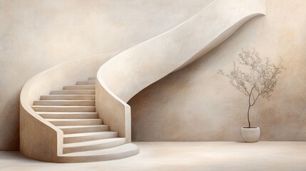 Naklejka premium Exploring italy's old town architecture a vacation painting viewpoint of unique stairs and serenity
