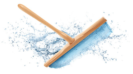 Cleaning tool splashing water on a surface.