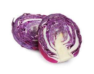 Fototapeta premium Cut fresh red cabbage isolated on white