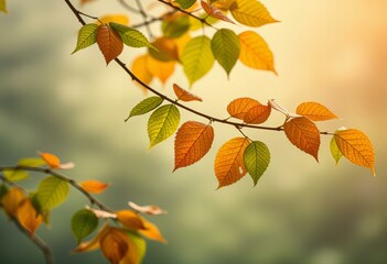 Obraz premium Mist swirls around leaves on a serene morning.