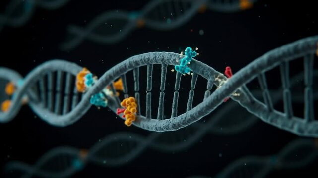 DNA strand replication process animation illustration