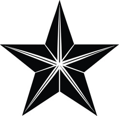 Classic Five Pointed Star Silhouette Bold Black Icon for Patriotic Designs