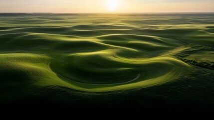 Sunrise over prairie fields nature's floral beauty in the countryside under an expansive sky
