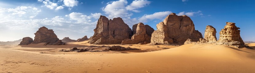 Desert landscape with imposing rock formations
