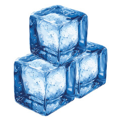 ice cubes in watercolor illustration style, isolated vector on white background