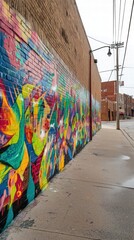 Fototapeta premium A wall adorned with beautifully painted flowers creating a bright and cheerful atmosphere