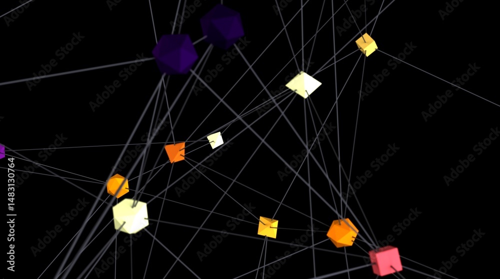Aufkleber interconnected colorful cubes represent network, connection, and data. ideal for tech, business, and