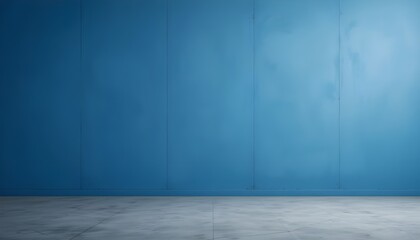 Blue Wall in Empty Room with Concrete Floor Background