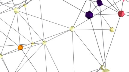 Colorful geometric network, nodes and connections. Ideal for technology, network, connection concepts.