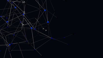 Modern abstract background. Network connection, nodes, lines, digital technology concept. Stock photo.