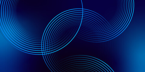 Abstract Blue Circular Patterns With Geometric Lines. abstract visually dynamic tech-themed backdrop design. geometric shape with future technology concept. minimalist geometric art for modern tech. 