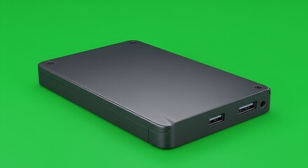 Sleek Black External Hard Drive: Minimalist Product Shot