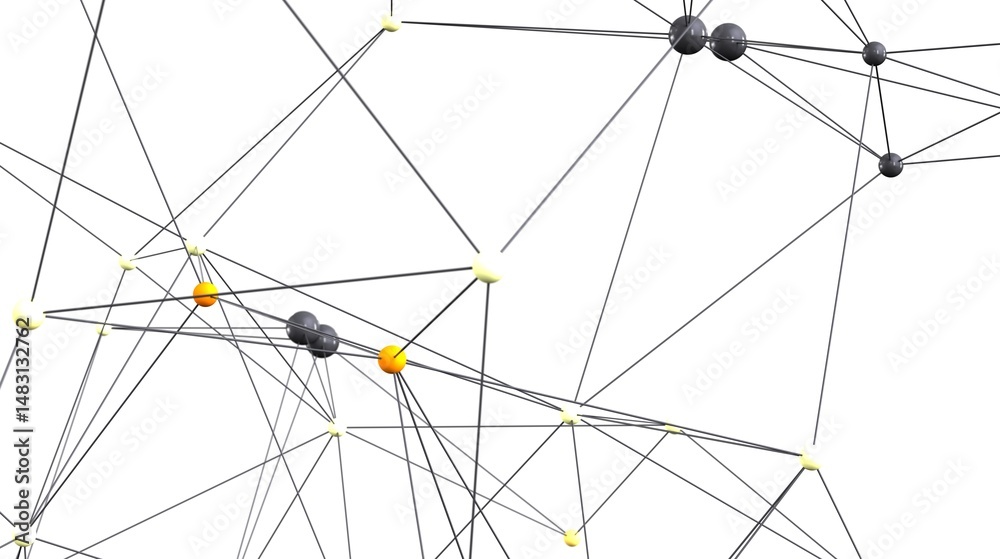 Poster Stock photo of an abstract network connection graphic with nodes and lines. Ideal for technology, communication, and connectivity concepts.