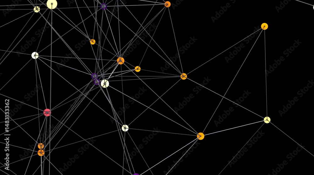 Poster Stock photo of abstract network connection with dots and lines.  Perfect for technology, communication, and connectivity concepts.