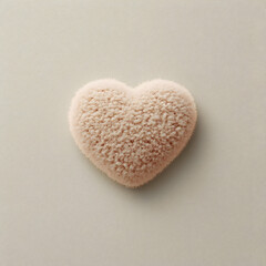 Fototapeta premium Fluffy heart-shaped object on neutral background; Valentine's Day, love, care, or softness concept