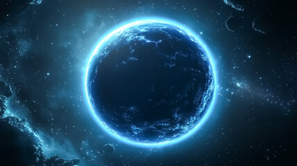 Planet at the moment of eclipse in space