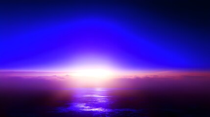 Obraz premium Tranquil Sunset Over the Ocean with Vibrant Blue and Purple Hues Illuminating the Horizon