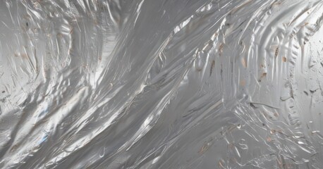 Fototapeta premium Wrinkled silver foil, shimmering metallic texture , metal, silver texture