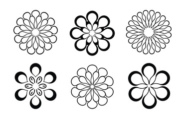 Obraz premium Abstract flower icons and radial circle patterns