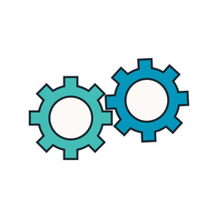 Vector Graphic Showing a Pair of Colorful Gear Wheels Symbolizing Industrial Technology, Settings Configuration, and Collaboration Mechanism