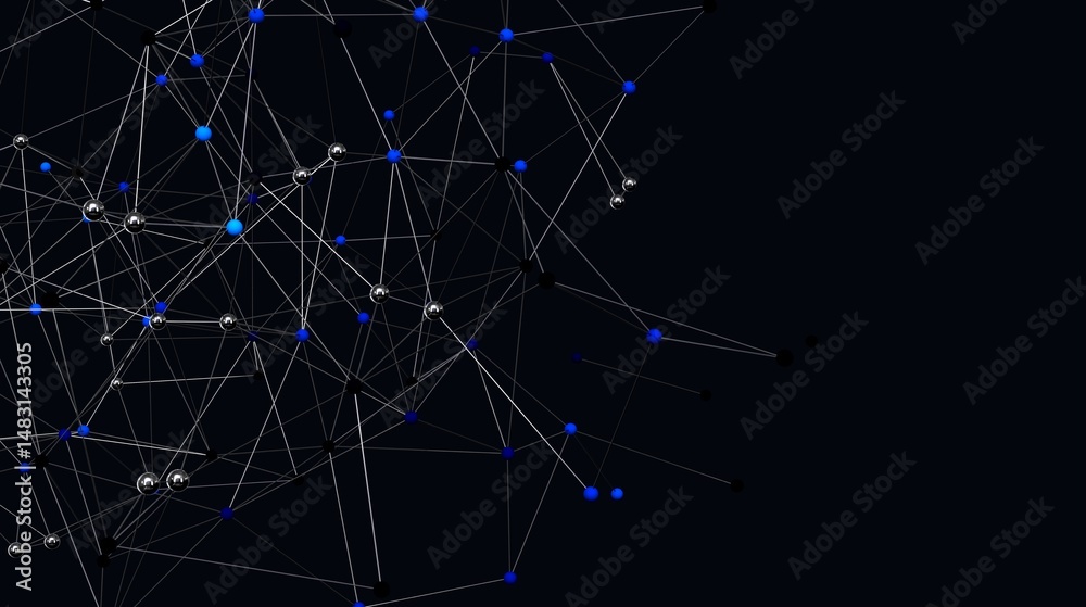 Leinwandbilder 3D rendered abstract image of a network connection with nodes and lines. Ideal for technology, connectivity, and data concepts.