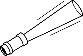 Flashlight With Beam Line Art Vector Illustration