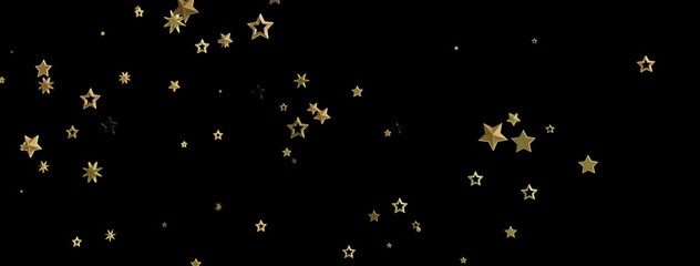 Sparkling gold stars on a black background. Perfect for celebrations, holidays, and more.