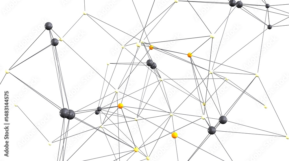 Aufkleber Abstract image depicting a complex network of interconnected nodes. Ideal for technology, business, and connection themes.