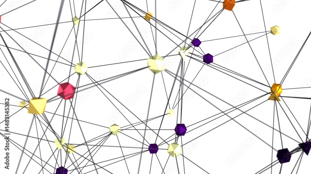 Leinwandbilder 3D rendering of interconnected nodes, ideal for network, technology, or connection concepts.  High-resolution image.