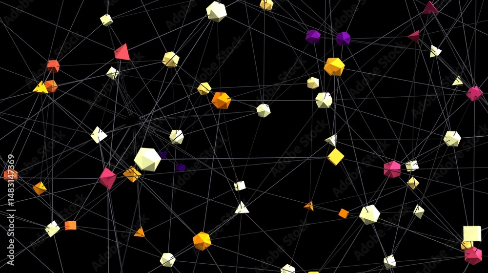 Aufkleber colorful geometric shapes interconnected, representing networks, connections, or data flow. ideal fo