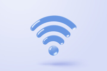 Fototapeta na wymiar 3d wireless connection and sharing network icon signs. Hotspot access point for join connectivity for private and public. Broadcasting with link WiFi. 3d spot signal icon vector render illustration