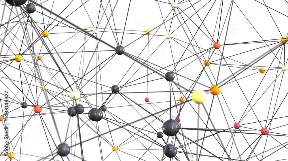 Poster Abstract image of interconnected nodes and lines, representing network, connection, or communication.