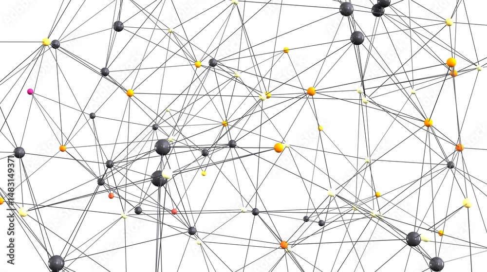 Aufkleber Abstract image depicting a complex network of interconnected nodes. Ideal for technology, data science, and connectivity concepts.