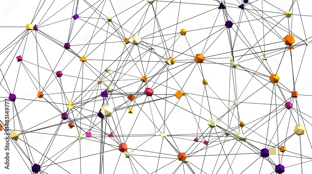 Aufkleber 3D rendering of a complex network.  Ideal for technology, connection, and data visualization.