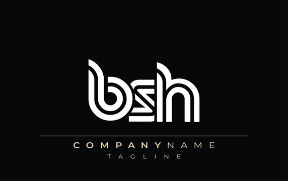 BSH Creative Unique Modern Letter Logo Design. Stylized logo featuring a unique letter design, presenting abstract minimalist aesthetics and modern appeal.