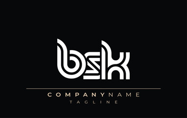 BSK Creative Unique Modern Letter Logo Design. Stylized logo featuring a unique letter design, presenting abstract minimalist aesthetics and modern appeal.