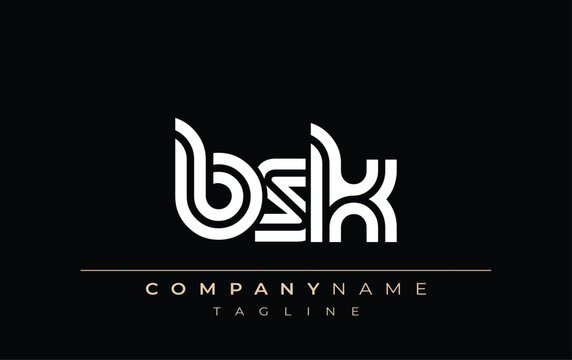 BSK Creative Unique Modern Letter Logo Design. Stylized logo featuring a unique letter design, presenting abstract minimalist aesthetics and modern appeal.