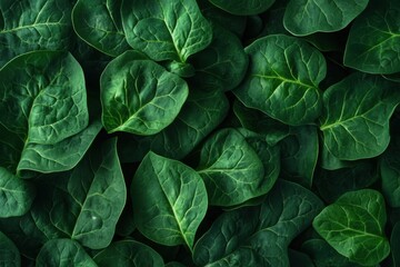 Fototapeta premium Green Spinach Leaves Close Up