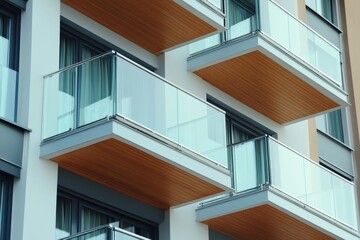 Obraz premium Renovated balcony with new glass railings enhances modern apartment design Generative AI