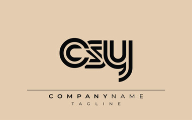 CSY Creative Unique Modern Letter Logo Design. Stylized logo featuring a unique letter design, presenting abstract minimalist aesthetics and modern appeal.